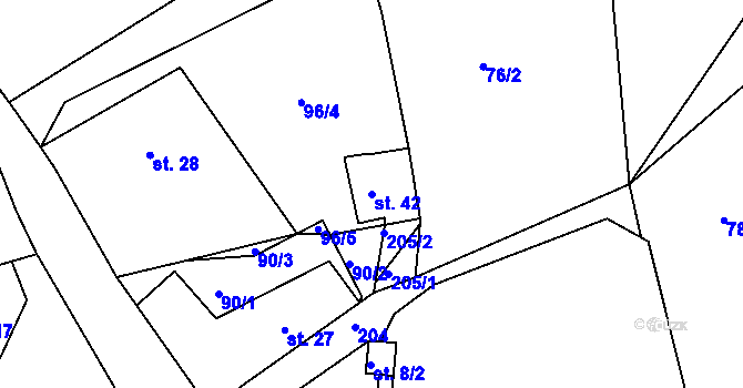 Parcela st. 42 v KÚ Vysoký Újezd nad Dědinou, Katastrální mapa