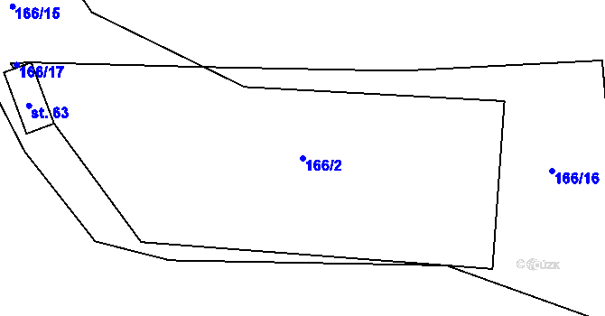 Parcela st. 166/2 v KÚ Vysoký Újezd nad Dědinou, Katastrální mapa