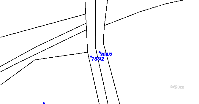 Parcela st. 208/2 v KÚ Vysoký Újezd nad Dědinou, Katastrální mapa