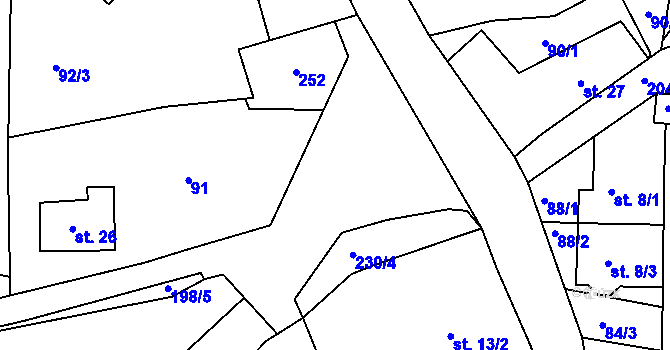 Parcela st. 230/1 v KÚ Vysoký Újezd nad Dědinou, Katastrální mapa