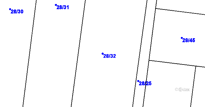 Parcela st. 28/32 v KÚ Vysoký Újezd nad Dědinou, Katastrální mapa