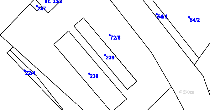 Parcela st. 239 v KÚ Vysoký Újezd nad Dědinou, Katastrální mapa