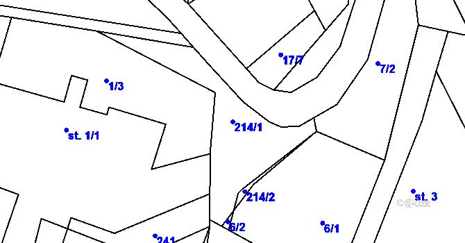 Parcela st. 214/1 v KÚ Vysoký Újezd nad Dědinou, Katastrální mapa