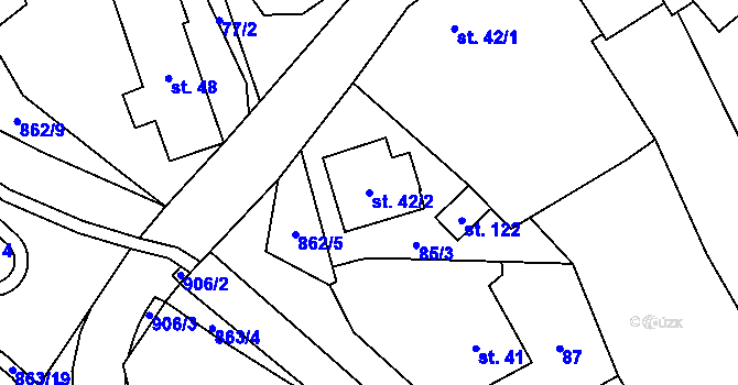 Parcela st. 42/2 v KÚ Vyšehoří, Katastrální mapa