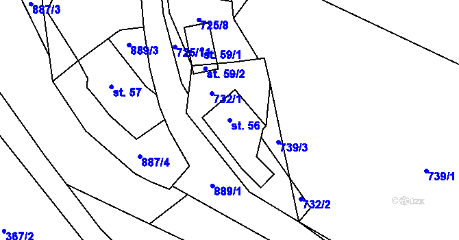 Parcela st. 56 v KÚ Vyšehoří, Katastrální mapa