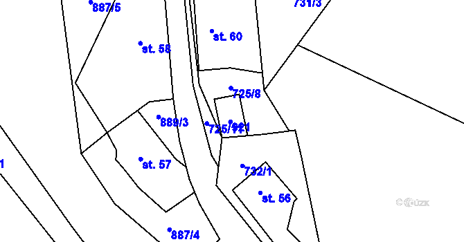 Parcela st. 59/1 v KÚ Vyšehoří, Katastrální mapa