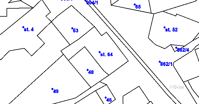 Parcela st. 64 v KÚ Vyšehoří, Katastrální mapa
