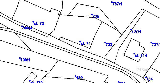Parcela st. 74 v KÚ Vyšehoří, Katastrální mapa