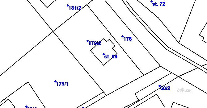 Parcela st. 89 v KÚ Vyšehoří, Katastrální mapa