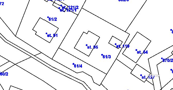 Parcela st. 95 v KÚ Vyšehoří, Katastrální mapa