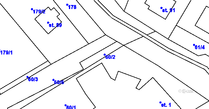 Parcela st. 60/2 v KÚ Vyšehoří, Katastrální mapa