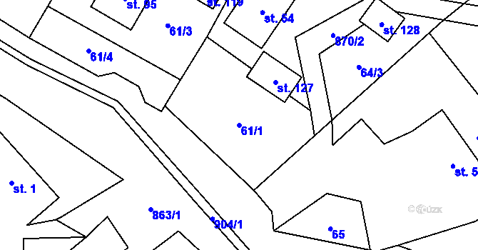 Parcela st. 61/1 v KÚ Vyšehoří, Katastrální mapa