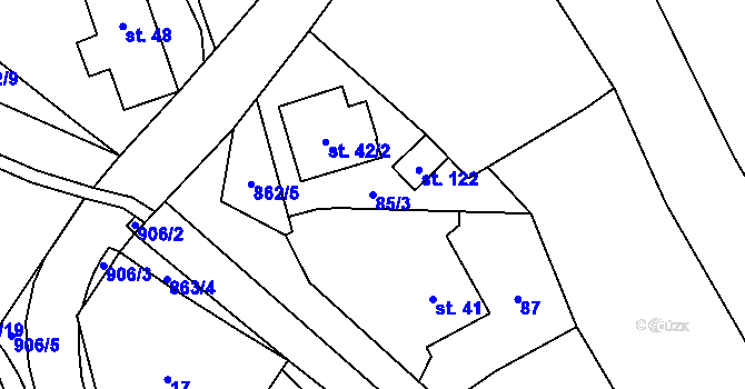 Parcela st. 85/3 v KÚ Vyšehoří, Katastrální mapa