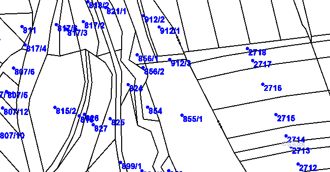 Parcela st. 855 v KÚ Vyšehoří, Katastrální mapa