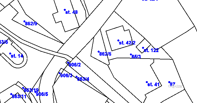 Parcela st. 862/5 v KÚ Vyšehoří, Katastrální mapa