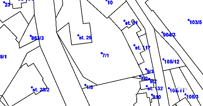 Parcela st. 7/1 v KÚ Vyšehoří, Katastrální mapa