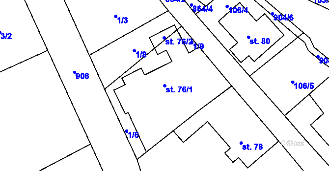 Parcela st. 76/1 v KÚ Vyšehoří, Katastrální mapa