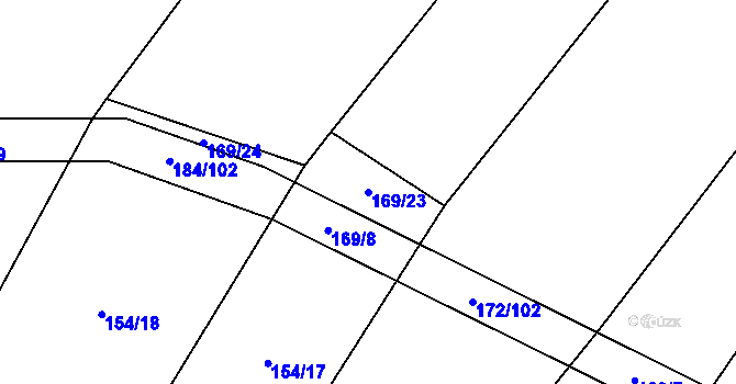 Parcela st. 169/23 v KÚ Vyšehoří, Katastrální mapa