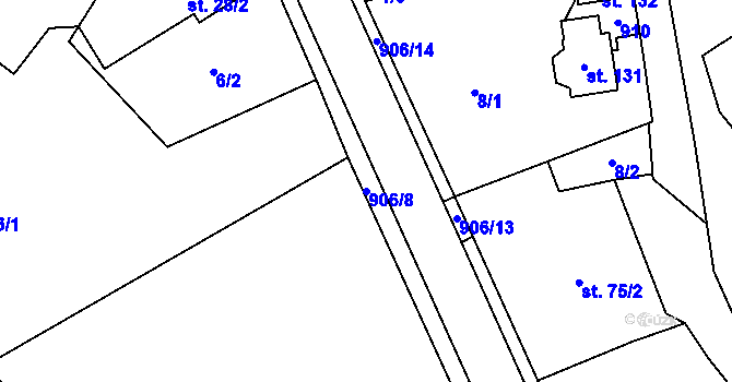 Parcela st. 906/8 v KÚ Vyšehoří, Katastrální mapa