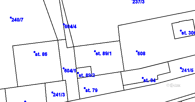 Parcela st. 89 v KÚ Vyšehořovice, Katastrální mapa