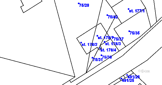 Parcela st. 178/2 v KÚ Vyšehořovice, Katastrální mapa