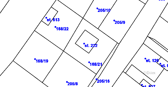 Parcela st. 222 v KÚ Vyšehořovice, Katastrální mapa