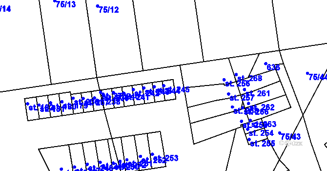 Parcela st. 245 v KÚ Vyšehořovice, Katastrální mapa