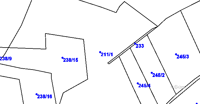 Parcela st. 211/1 v KÚ Vyšehořovice, Katastrální mapa