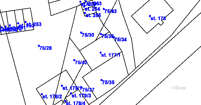 Parcela st. 177/1 v KÚ Vyšehořovice, Katastrální mapa