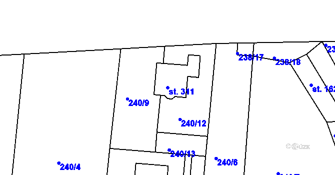 Parcela st. 311 v KÚ Vyšehořovice, Katastrální mapa