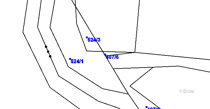 Parcela st. 407/6 v KÚ Vyšehořovice, Katastrální mapa