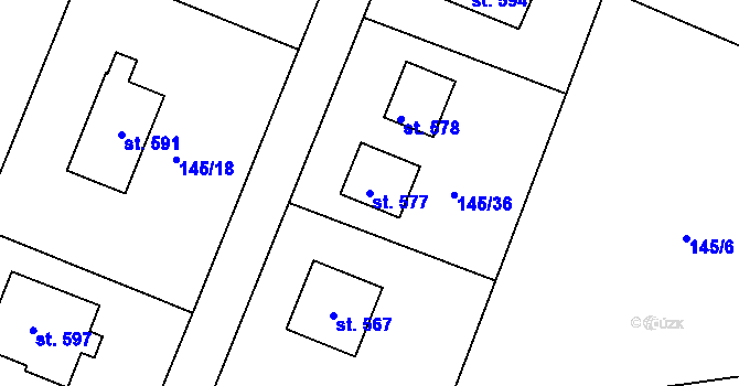 Parcela st. 577 v KÚ Vyšehořovice, Katastrální mapa