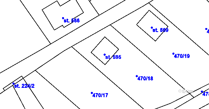 Parcela st. 595 v KÚ Vyšehořovice, Katastrální mapa