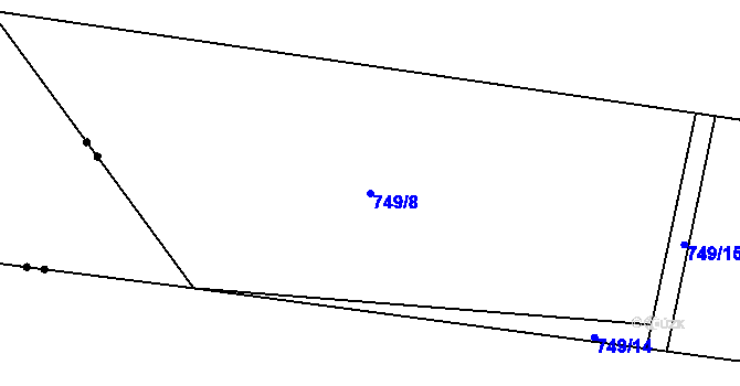Parcela st. 749/8 v KÚ Výškov u Počerad, Katastrální mapa