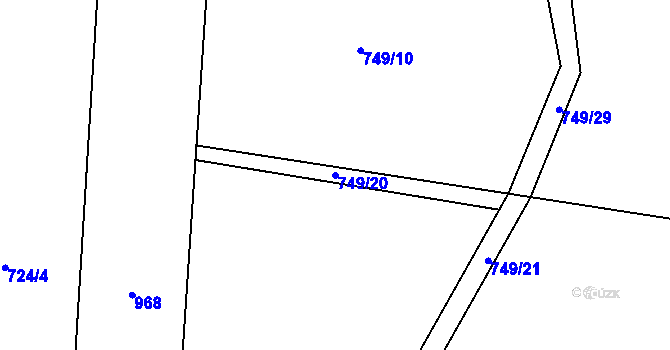 Parcela st. 749/20 v KÚ Výškov u Počerad, Katastrální mapa