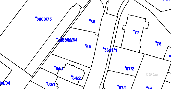 Parcela st. 65 v KÚ Vyškov, Katastrální mapa