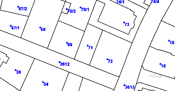 Parcela st. 71 v KÚ Vyškov, Katastrální mapa