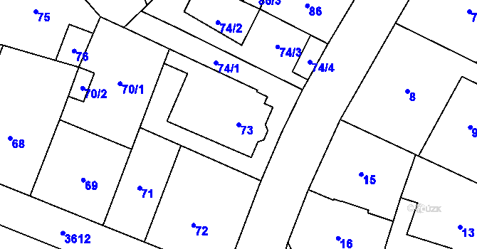 Parcela st. 73 v KÚ Vyškov, Katastrální mapa