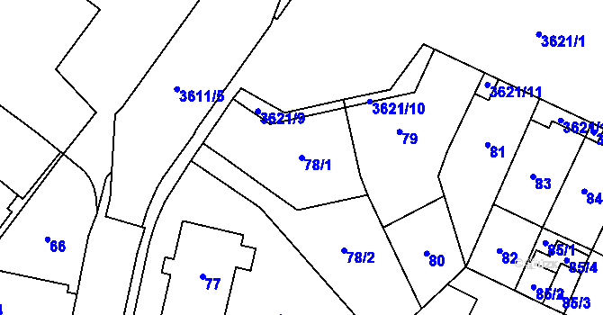 Parcela st. 78/1 v KÚ Vyškov, Katastrální mapa