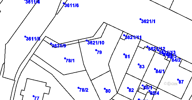 Parcela st. 79 v KÚ Vyškov, Katastrální mapa