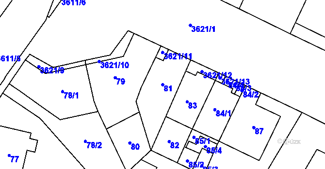 Parcela st. 81 v KÚ Vyškov, Katastrální mapa