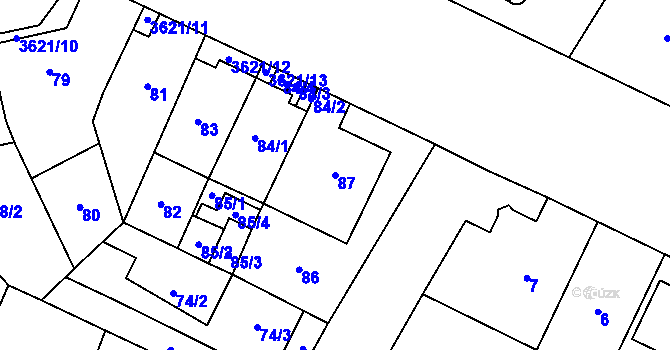 Parcela st. 87 v KÚ Vyškov, Katastrální mapa