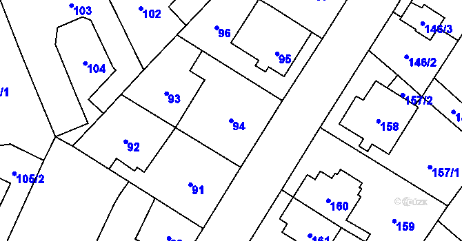 Parcela st. 94 v KÚ Vyškov, Katastrální mapa