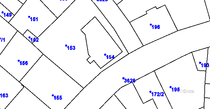 Parcela st. 154 v KÚ Vyškov, Katastrální mapa