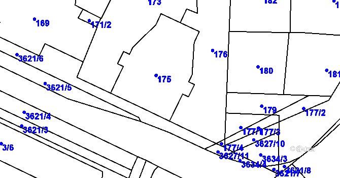 Parcela st. 175 v KÚ Vyškov, Katastrální mapa