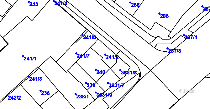 Parcela st. 241/2 v KÚ Vyškov, Katastrální mapa
