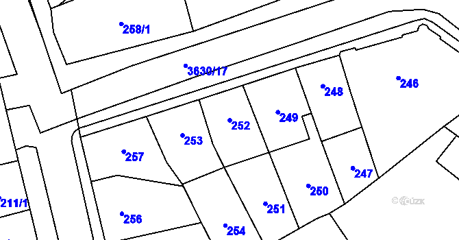 Parcela st. 252 v KÚ Vyškov, Katastrální mapa