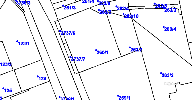 Parcela st. 260/1 v KÚ Vyškov, Katastrální mapa