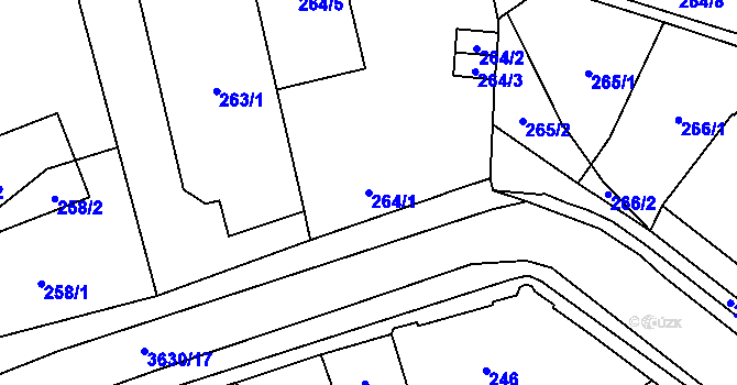 Parcela st. 264/1 v KÚ Vyškov, Katastrální mapa