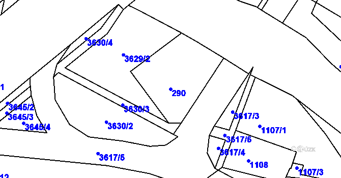 Parcela st. 290 v KÚ Vyškov, Katastrální mapa